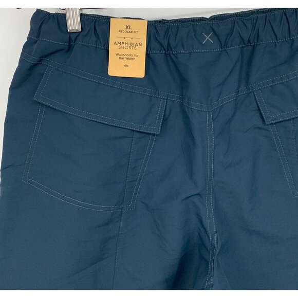 Quiksilver Zero Waist Amphibian Elastic Shorts XL Extra Large Blue Pocket New - Picture 4 of 9